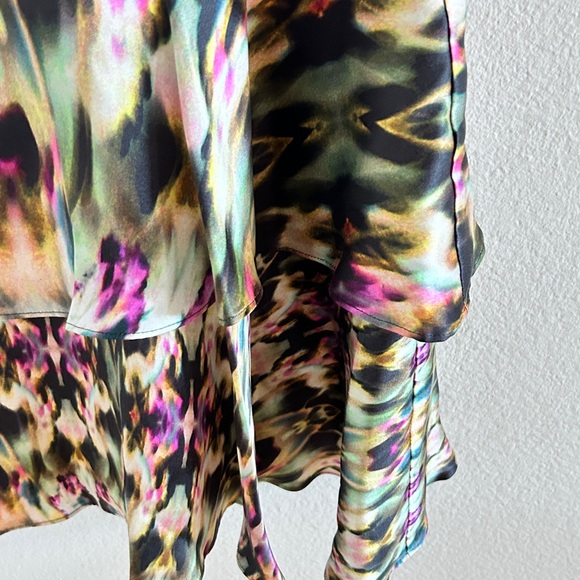 ICB New York Silk Short Sleeve Mini Multicolored Abstract Dress Lined  Size 2 - Picture 11 of 12